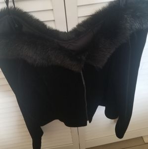 Velvet off the shoulder fluffy detailing